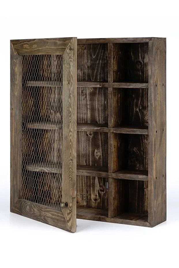 Handmade Ahşap raflı tel dolap, Baharatlık rafı, Çok amaçlı mutfak dolabı